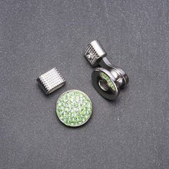 Кнопка Нуса для браслетов зеленые стразы d-20мм купить оптом дешево в интернет