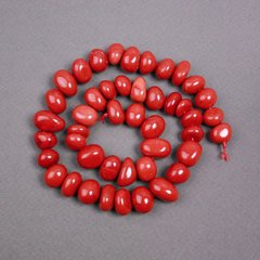 Намистини на нитці Яшма червона натуральний камінь галтівка d-12х10мм+- L-39см+- купити біжутерію дешево в