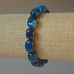 Браслет Агат синій натуральний камінь брусок d-9х12мм+- L-18см+- (стрейч) купити біжутерію дешево в інтернеті
