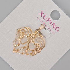 Кулон Xuping "Серце" з білими стразами d-27х22мм+- Позолота 18К