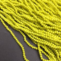 Намистини Чеський Кришталь на волосіні жовте матове гранований рондель d-3х2,5мм + - L-36-38см + - купити