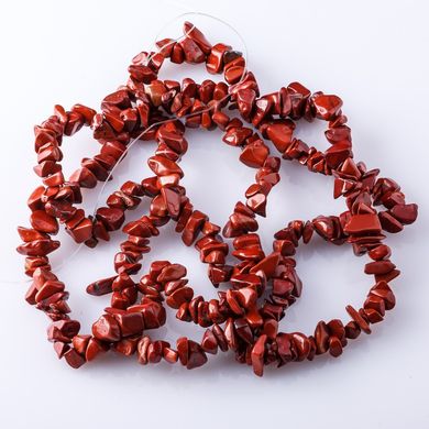 Намистини натуральний камінь на нитці Яшма червона "кам'яна крихта" 3-10мм 85-90см купити біжутерію дешево в