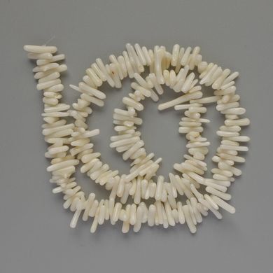 Намистини Білий Корал натуральний стовпчик d-11х2мм+- L-40см + - на волосіні купити біжутерію дешево в