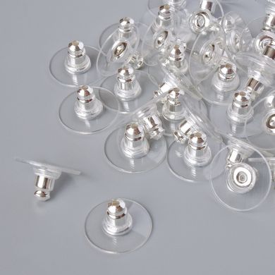 Фурнітура заглушки на сережки d-12мм фас. 42шт.+- сріблястий колір металу купити біжутерію дешево в інтернеті