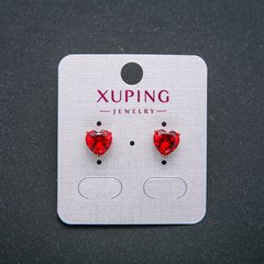 Сережки Серце Xuping Сережки пусети кульчики Позолота 18К з червоним кристалом d-8мм + - купити біжутерію