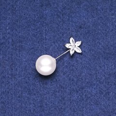 Брошка - Булавка Квітка з білими кристалами 14х33мм купити біжутерію дешево в інтернеті