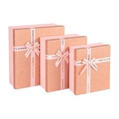 Набір подарункових коробок 3шт із декоративною стрічкою 3232-6-Rose Gold