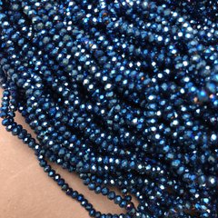 Намистини Чеський Кришталь на волосіні з синім напиленням гранований рондель d-3,5х3мм + - L-33см + - купити