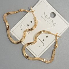 Сережки кільця Xuping s-3мм, d-34х51мм+ - позолота 18К купити біжутерію дешево в інтернеті