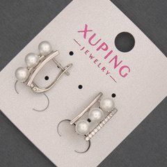Сережки Xuping родій з перлинами 8х16мм + -