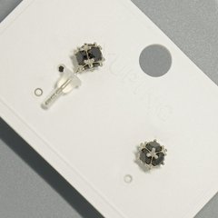 Сережки пусети Xuping з чорним кристалом d-6,5мм+- родій купити біжутерію дешево в інтернеті