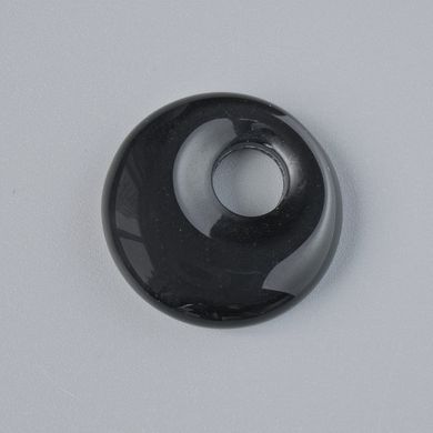 Підвіска пончик (бублик) Агат чорний натуральний камінь d-18х5мм+- d-отвору 5мм+- купити біжутерію дешево в