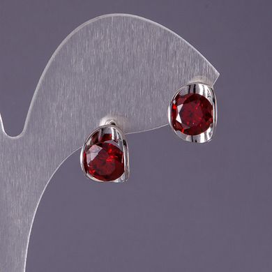 Сережки з червоними кристалами Овали 12х10мм купити біжутерію дешево в інтернеті