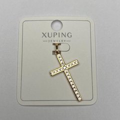 Кулон Xuping Хрест Позолота 8К з білими камінцями d-26х12,5мм+- купити біжутерію дешево в інтернеті