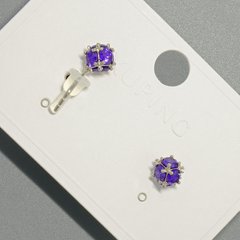 Сережки пусети Xuping з фіолетовим кристалом d-6,5мм+- родій купити біжутерію дешево в інтернеті