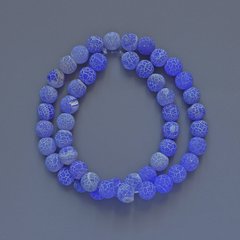 Намистини Морозний Агат синій гладка кулька d-8мм+- L-35см + - на волосіні купити біжутерію дешево в інтернеті