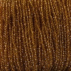 Намистини Чеський Кришталь на волосіні темно-жовте медовий прозоре гранований рондель d-3х2,5мм + - L-36см + -