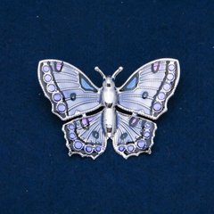 Брошка Метелик емаль, сріблястий метал 42х60мм + - купити біжутерію дешево в інтернеті