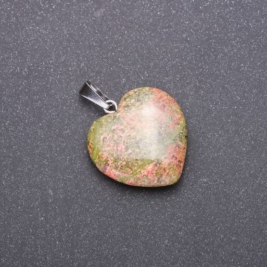 Кулон "Серце" з натурального каменю Геліотроп 28х19х19мм (+-) купити біжутерію дешево в інтернеті