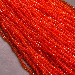 Намистини Чеський Кришталь на волосіні червоно-помаранчеве прозоре гранований рондель d-3,5х3мм + - L-36-38см