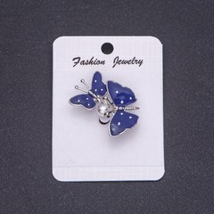 Брошка Метелики в горошок синя емаль 33х25мм купити біжутерію дешево в інтернеті