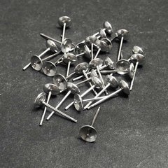 Основи для сережок гвоздики пусети сріблястий метал d-4мм L-14мм 30шт + - купить бижутерию дешево