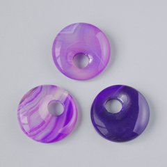 Підвіска пончик (бублик) Агат фіолетовий натуральний камінь d-18х5мм+- d-отвору 5мм+- купити біжутерію дешево