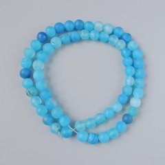 Намистини Агат синій матовий натуральний камінь гладка кулька d-6мм+- L-38см+- на волосіні купити біжутерію