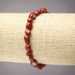 Браслет на гумці з натурального каменю Яшма червона галтовка d-8х6мм+- купити біжутерію дешево в інтернеті