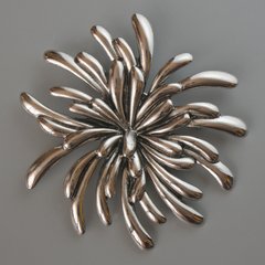 Брошка кулон Квітка Хризантема сріблястий метал 75х72мм купити біжутерію дешево в інтернеті