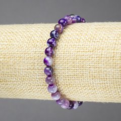 Браслет на резинці натуральний камінь очковий Фіолетовий Агат гладка кулька d-6мм+- купити біжутерію дешево в