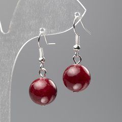 Сережки Турмалін іміт. акрил гладка кулька d- 12,5мм+-, L-3.5см