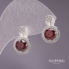 Сережки Xupingс каменем колір червоний 17х10мм родій купити біжутерію дешево в інтернеті