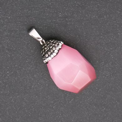 Кулон "Жолудь" з каменю Котяче Око Рожевий 32х20(+-)мм купити біжутерію дешево в інтернеті