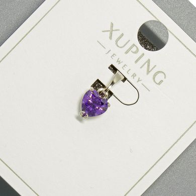 Кулон "Серце" Xuping з фіолетовим кристалом d-6мм+ - L-14мм+- родій купити біжутерію дешево в інтернеті
